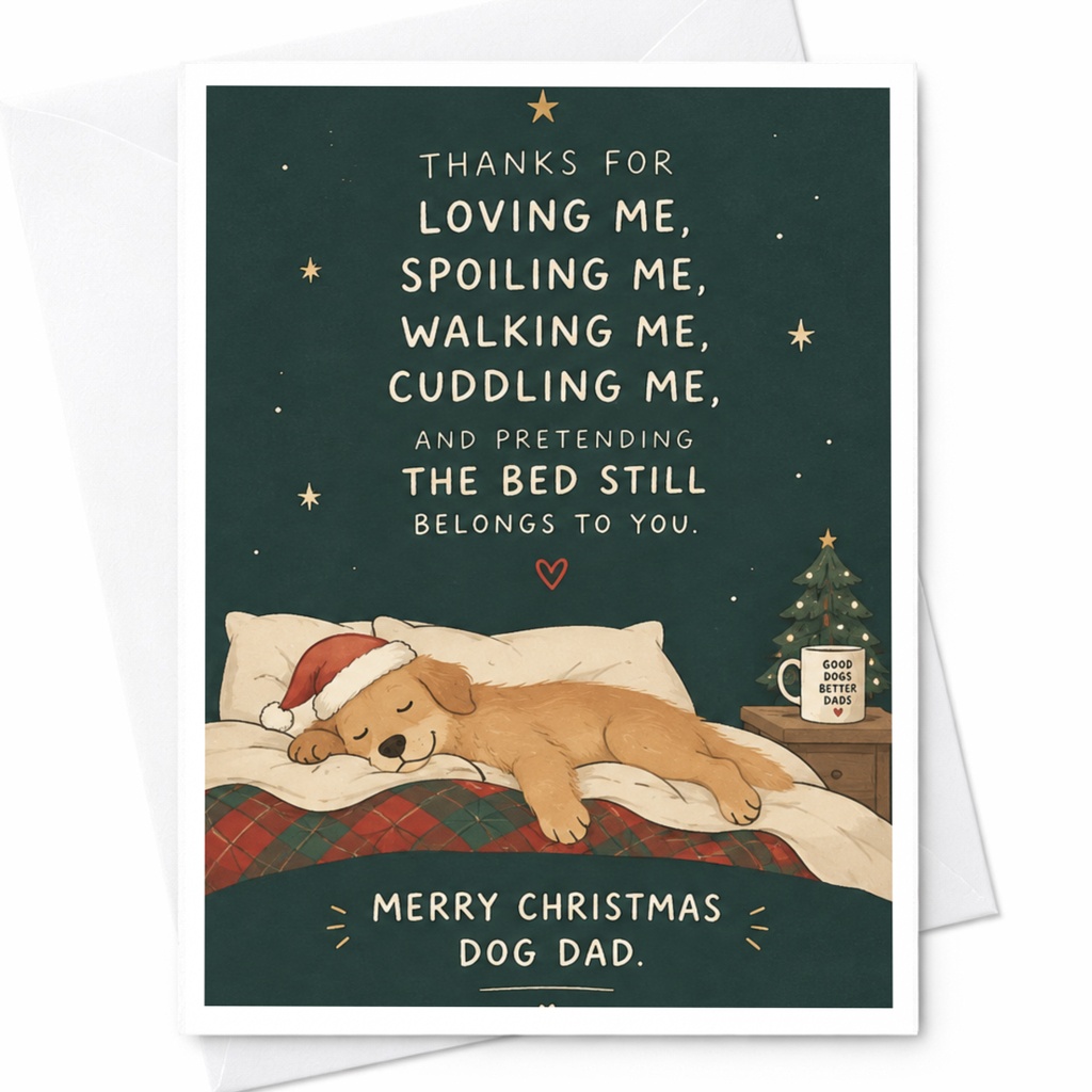 Thanks For Loving Me Spoiling Me Walking Me Cuddling Me Merry Christmas Dog Dad Card Funny Holiday Card For Dog Lover C7900