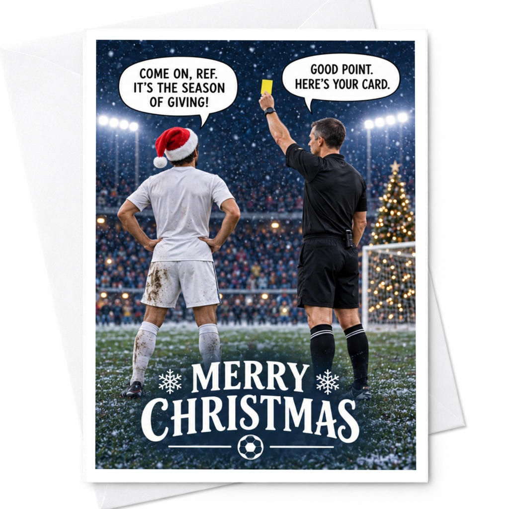 Merry Christmas Funny Soccer Christmas Card Sports Lover Holiday Greeting Card For Him Football Fan Xmas Card C7994