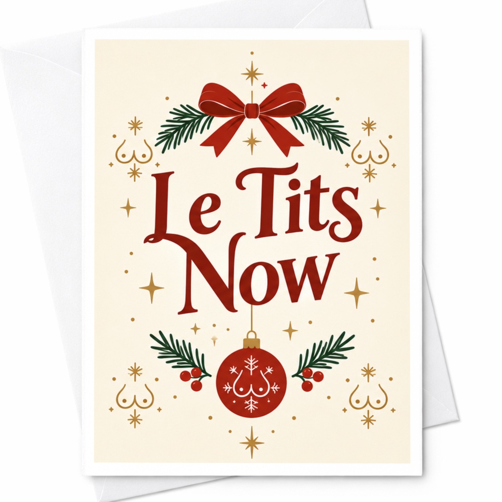 Le Tits Now Funny Christmas Card Festive Holiday Greeting Card Ornament For Friends Family C8007