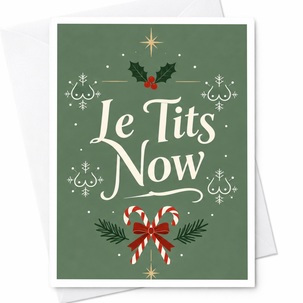 Le Tits Now Funny Christmas Card Festive Holiday Greeting Card Xmas Card For Friends Cute Candy Cane C8008