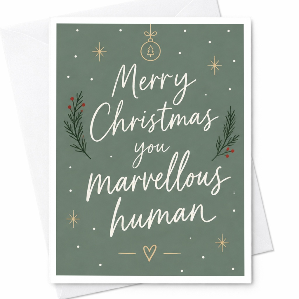 Merry Christmas You Marvellous Human Christmas Card Festive Holiday Greeting For Friend Family Cute Seasonal Card C7969