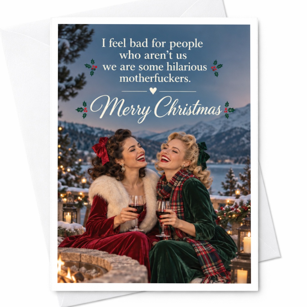 I Feel Bad For People Who Aren’t Us Merry Christmas Card Funny Holiday Greeting Card For Friends Hilarious Festive C8000