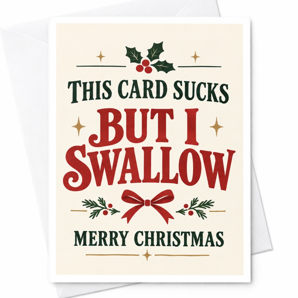 This Card Sucks But I Swallow Merry Christmas Funny Christmas Card Holiday Greeting Card For Friend Adult C8018