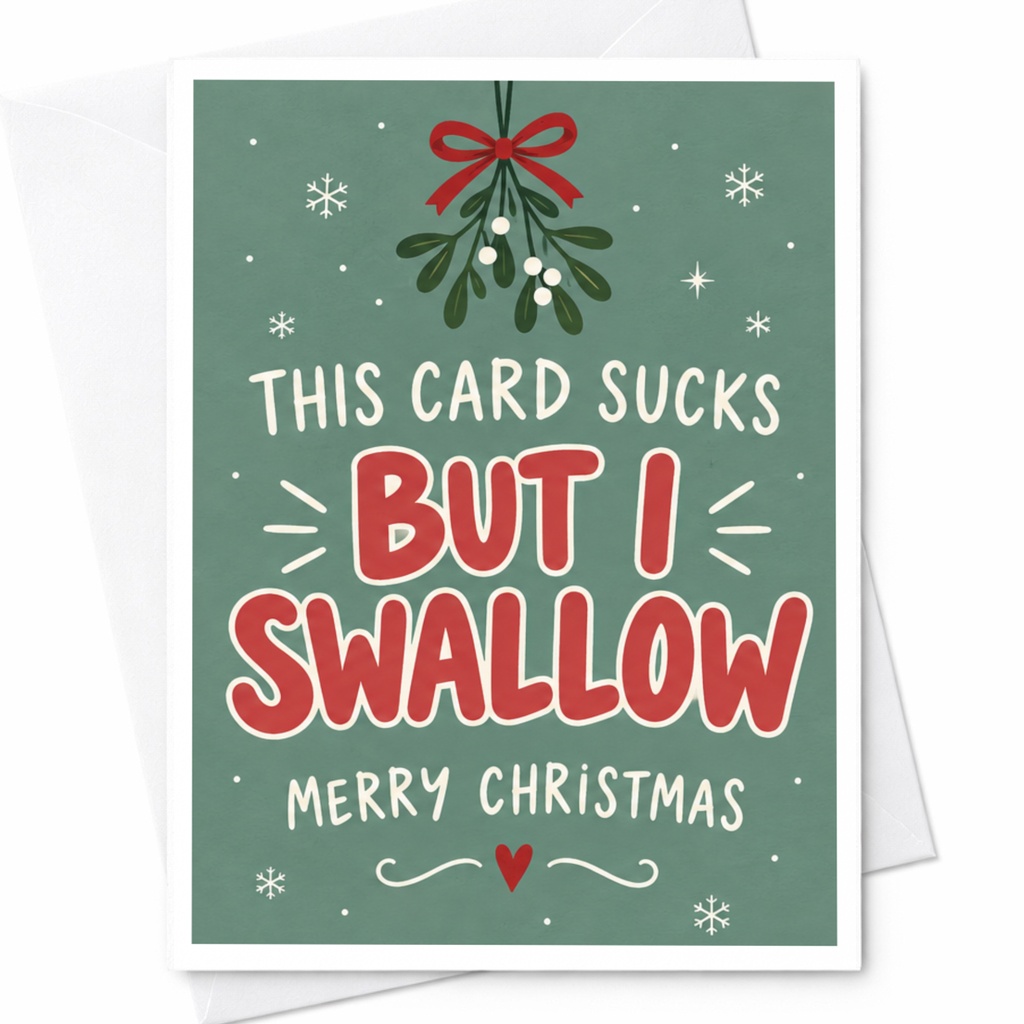 This Card Sucks But I Swallow Merry Christmas Funny Christmas Card Holiday Greeting Card For Friend Cute Mistletoe C8019