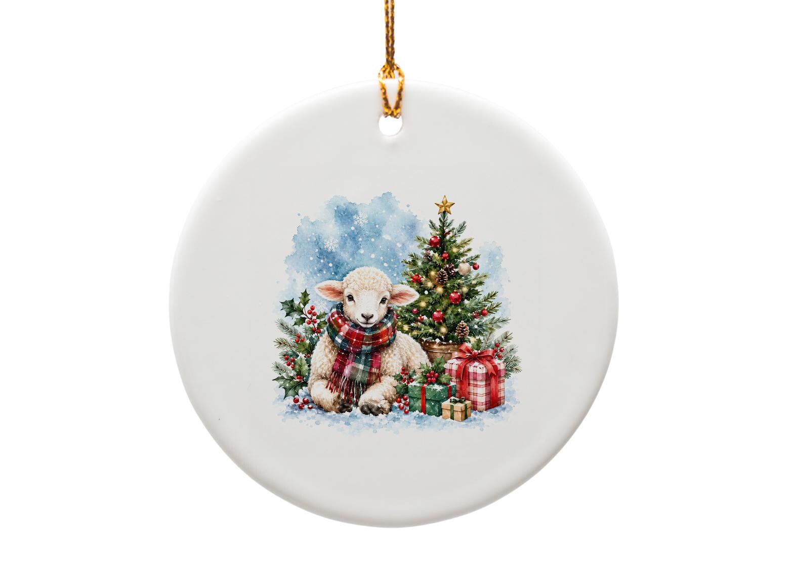 Lamb With Christmas Tree Ornament Holiday Decor Cute Animal Ornament Christmas Tree Decoration Gift For Animal Lover O1191