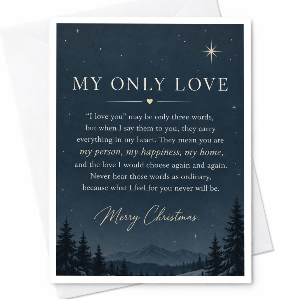 My Only Love Merry Christmas Card Romantic Holiday Greeting Card For Partner Starry Night Scene Sentimental Christmas Card C8070