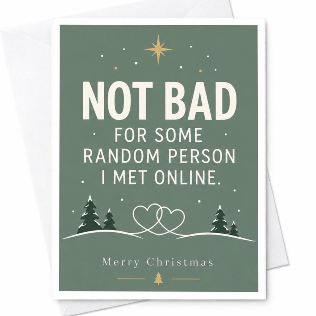 Not Bad For Some Random Person I Met Online Merry Christmas Card Funny Holiday Greeting Card For Partner Cute Xmas Card C8108