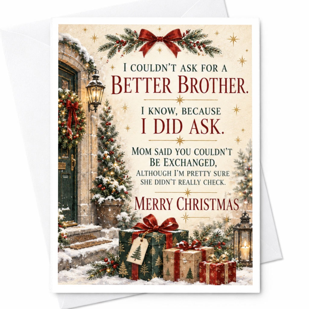 I Couldn’t Ask For A Better Brother Funny Christmas Card For Brother Holiday Greeting Card Festive From Sister C8112