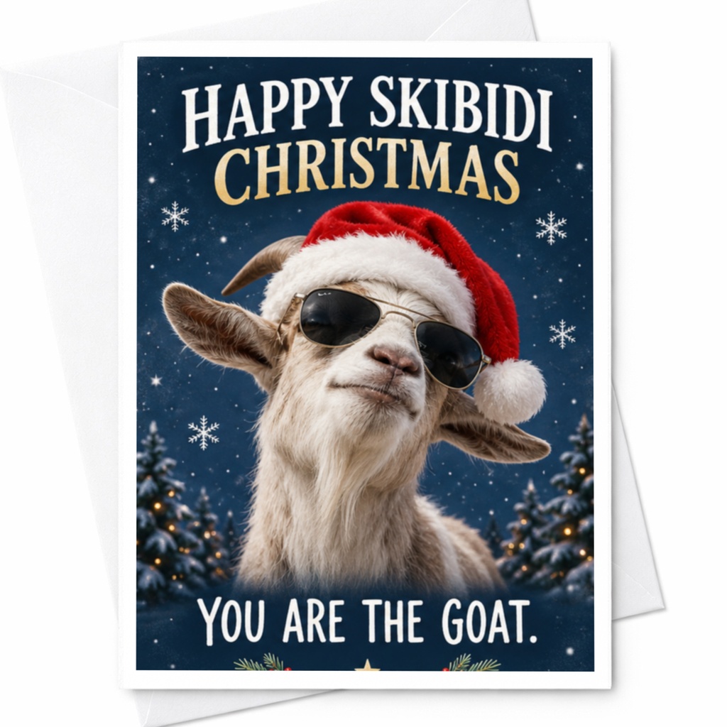 Happy Skibidi Christmas You Are The Goat Funny Christmas Card Goat Lover Holiday Greeting Card Cute Animal Card For Friend C8131