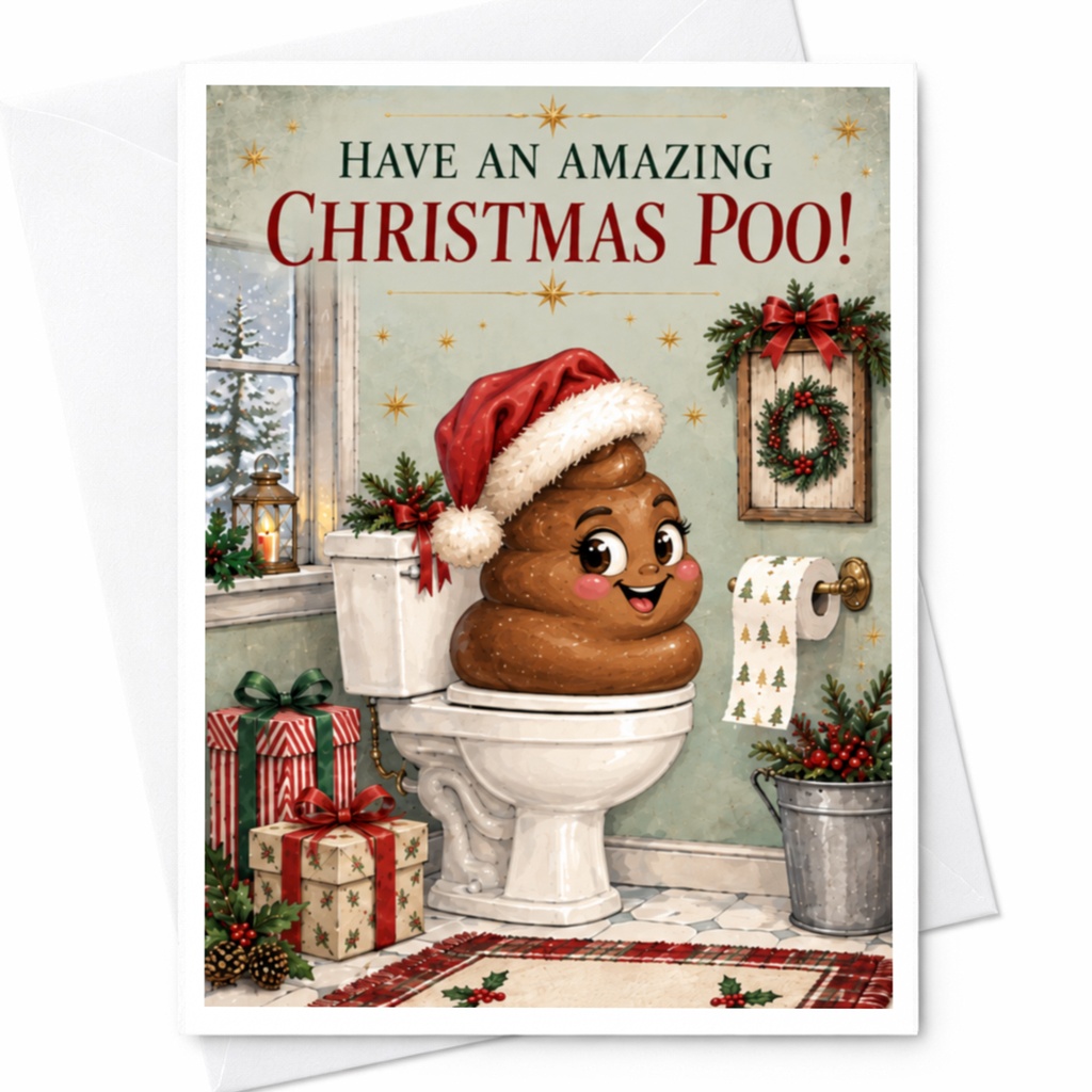 Have An Amazing Christmas Poo! Funny Christmas Card Cute Holiday Greeting Card For Friends Family Xmas Card C8096