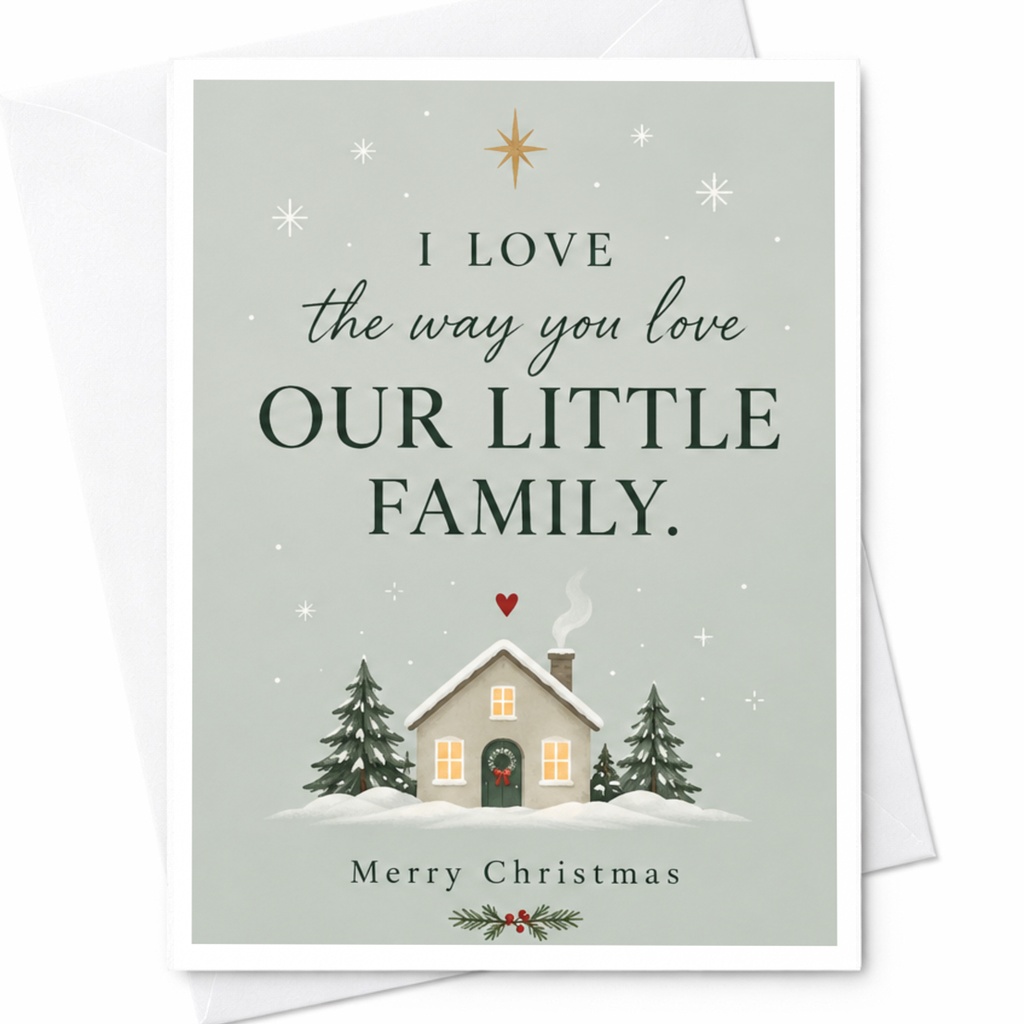 I Love The Way You Love Our Little Family Christmas Card Merry Christmas Greeting Card For Family Cute Holiday Card C8111