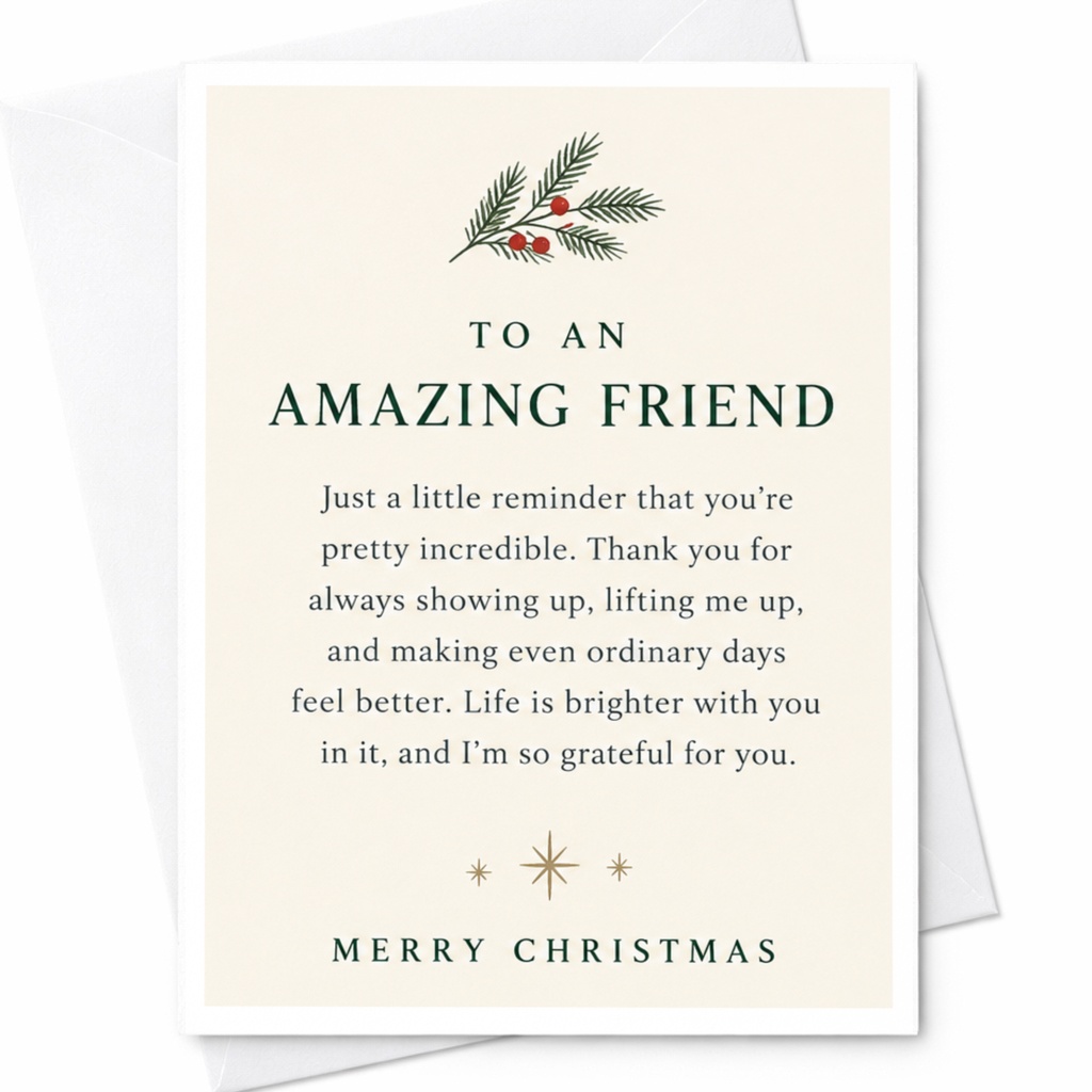 To An Amazing Friend Merry Christmas Card For Friend Holiday Greeting Card Thoughtful Christmas Card For Best Friend C8126