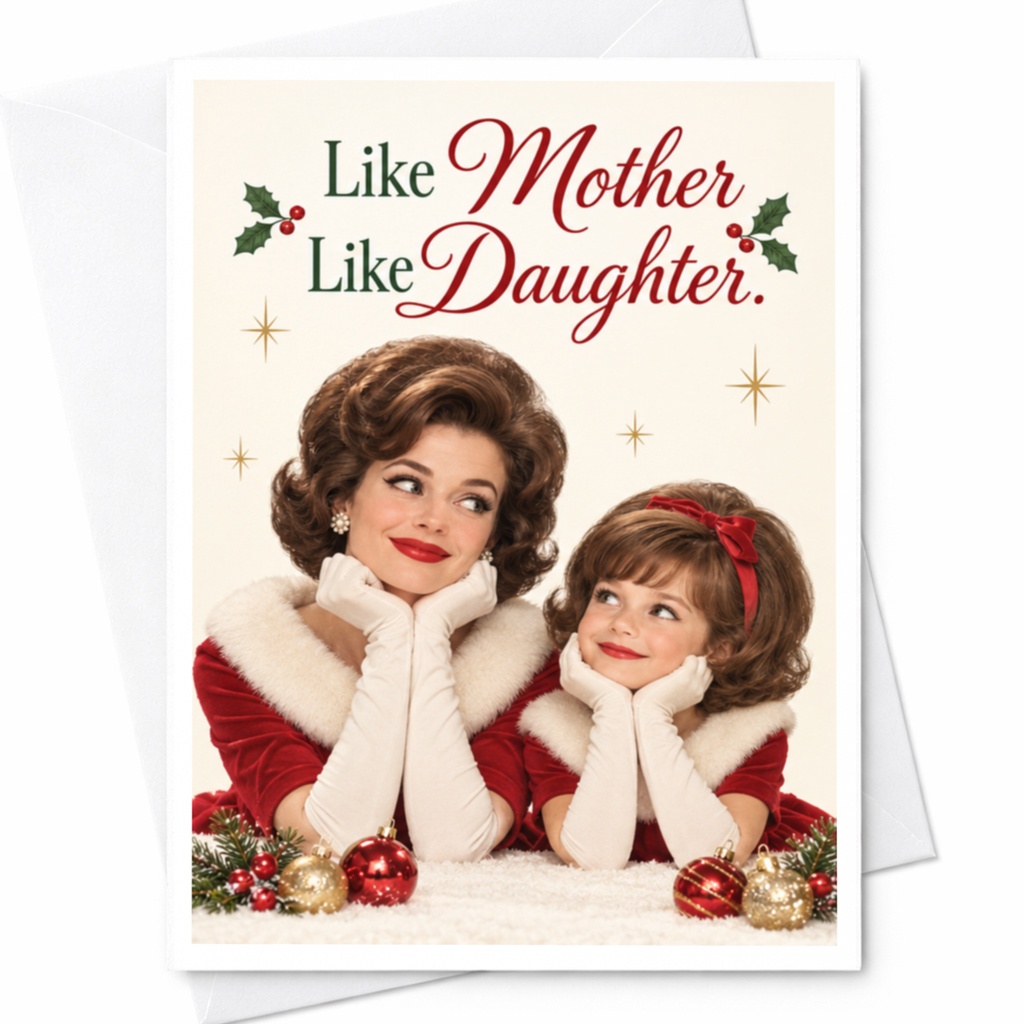 Like Mother Like Daughter Christmas Card Festive Holiday Greeting Card For Mom From Daughter Cute Family Xmas Card C8159
