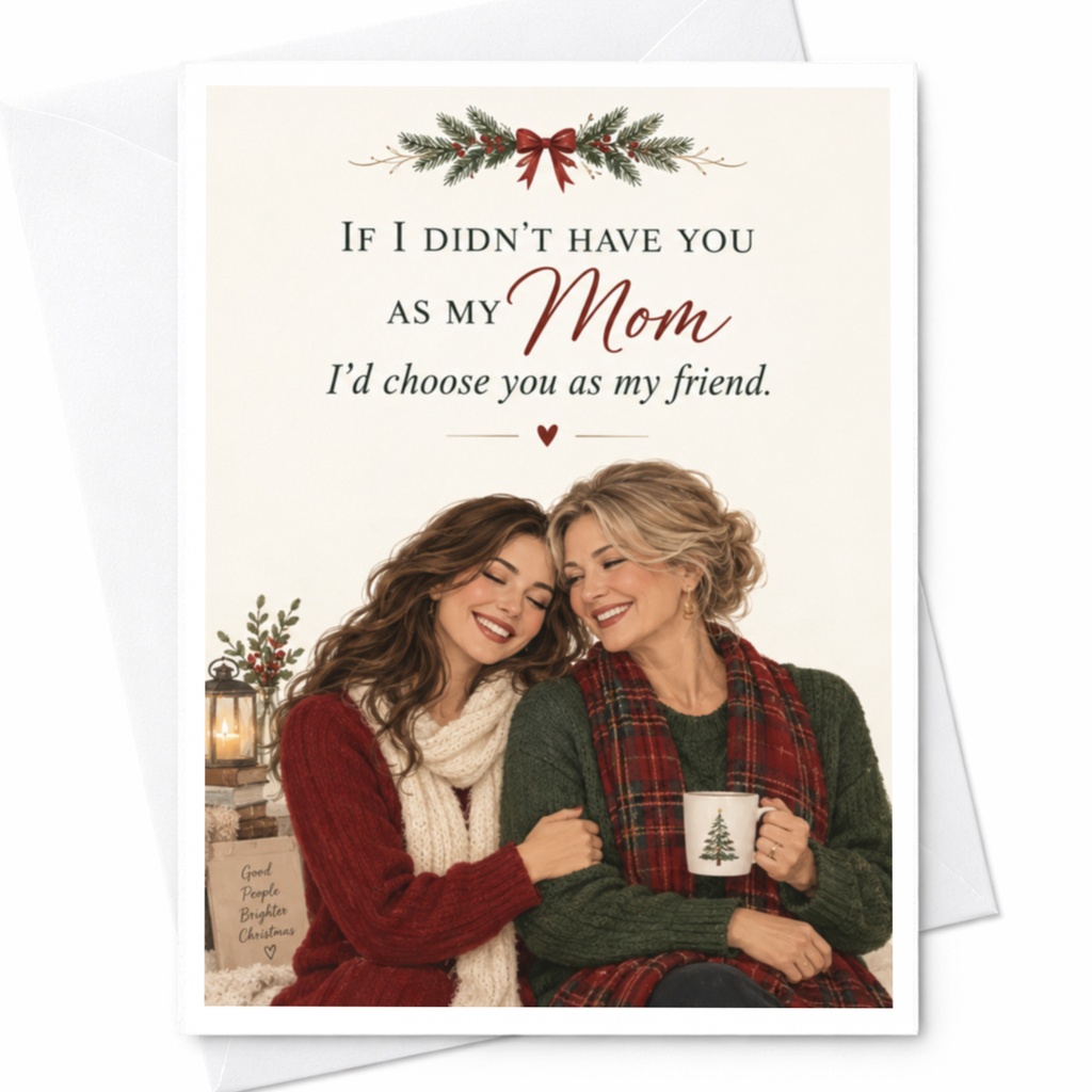 If I Didn't Have You As My Mom I'd Choose You As My Friend Christmas Card For Mom From Daughter Holiday Greeting Card C8144