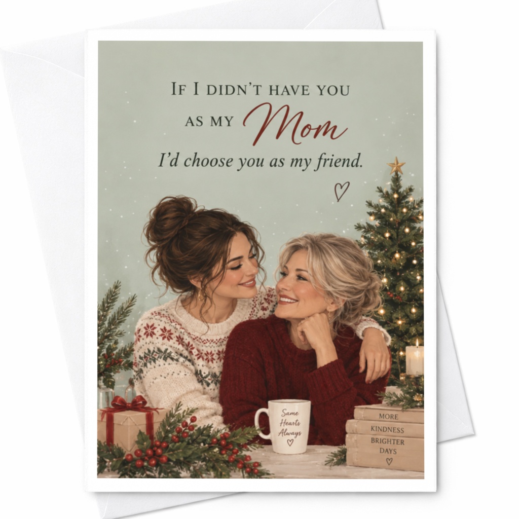 If I Didn't Have You As My Mom I'd Choose You As My Friend Christmas Card For Mom From Daughter Holiday Greeting Card C8145