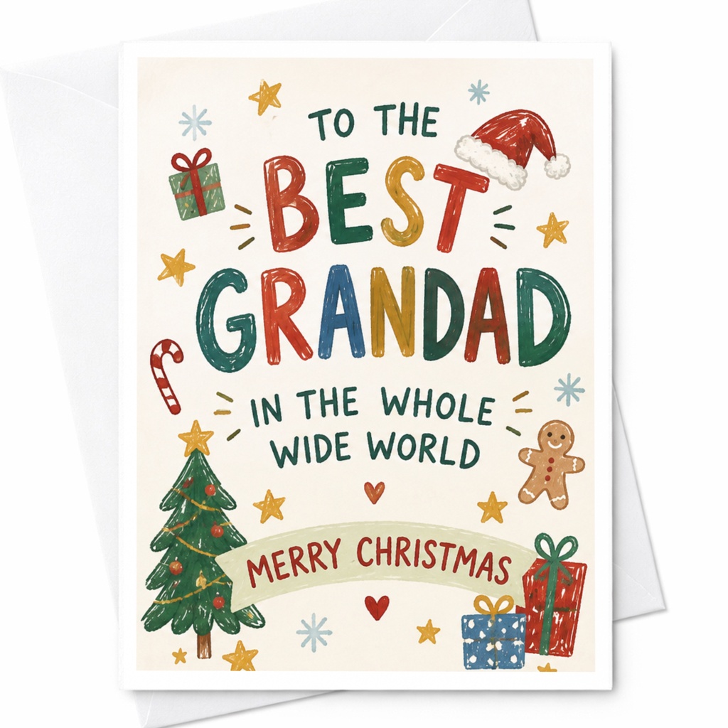 To The Best Grandad In The Whole Wide World Merry Christmas Card Festive Holiday Greeting For Grandfather Xmas C8152