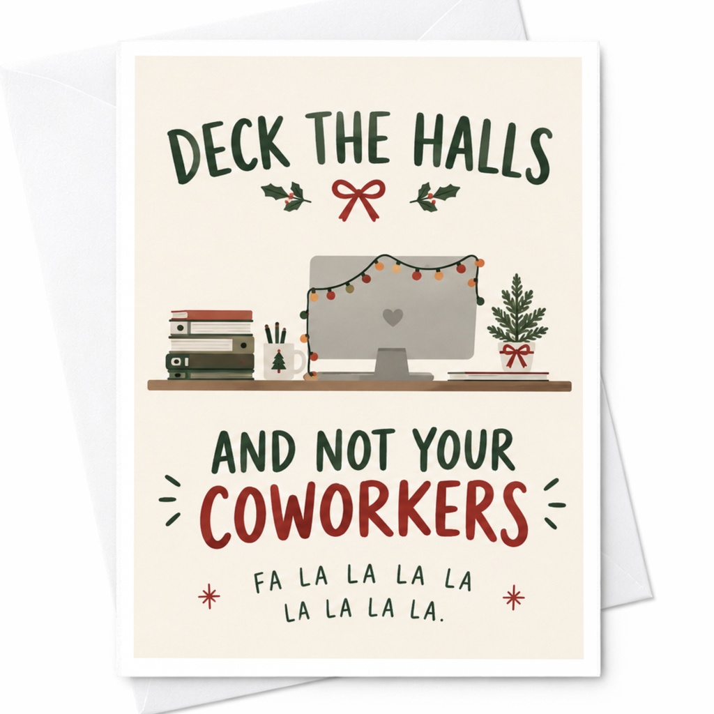Deck The Halls And Not Your Coworkers Christmas Card Funny Office Holiday Greeting Card For Coworkers Xmas Card C8229