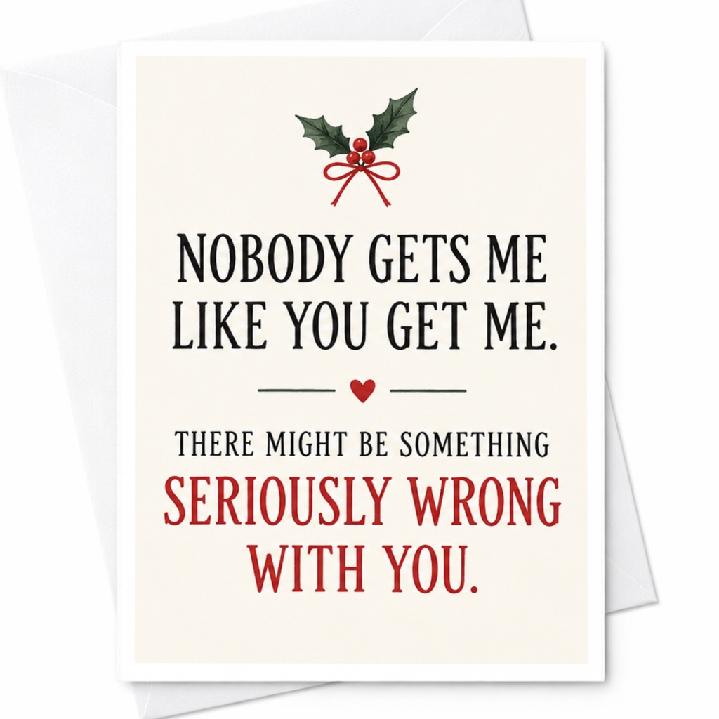 Nobody Gets Me Like You Get Me Funny Christmas Card Seriously Wrong With You Holiday Card For Partner Cute C8183