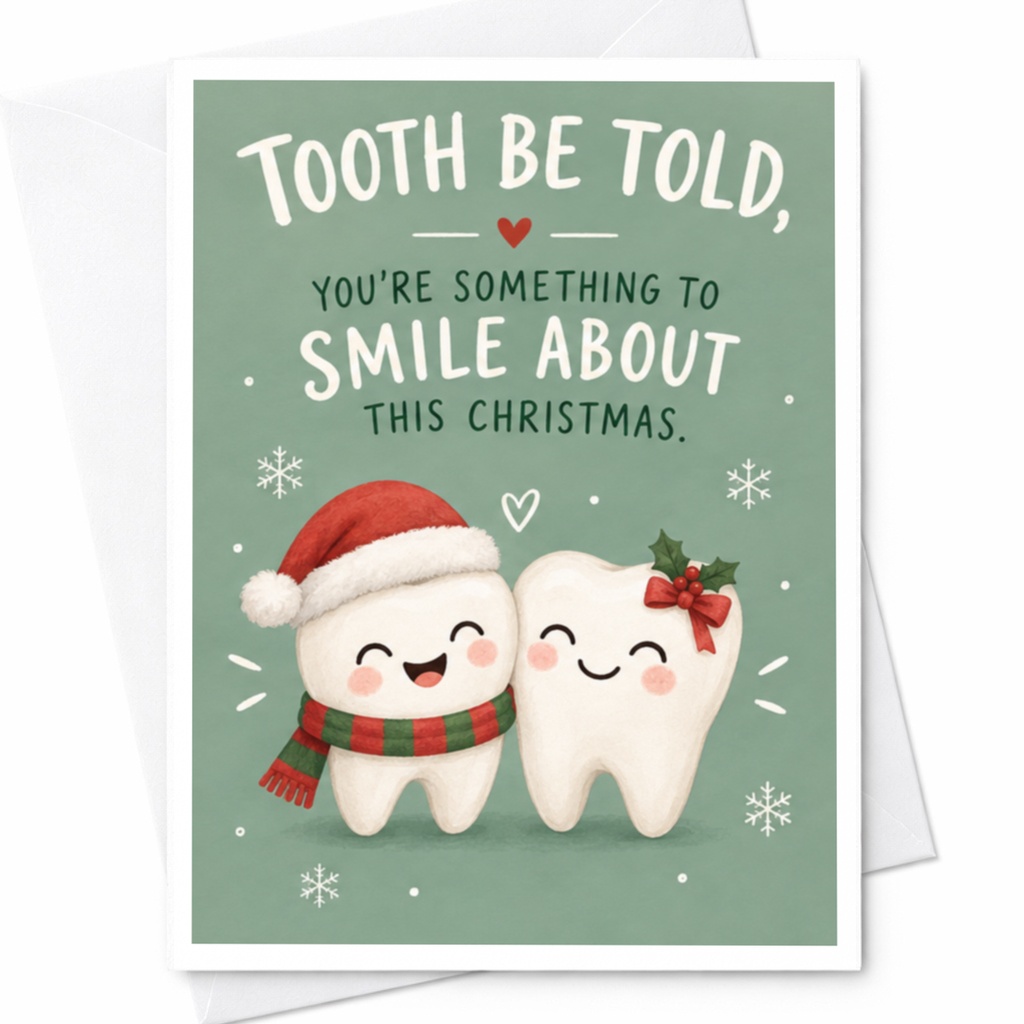Tooth Be Told, You're Something To Smile About This Christmas Funny Christmas Card Cute Holiday Greeting For Dentist Dental Hygien C8188