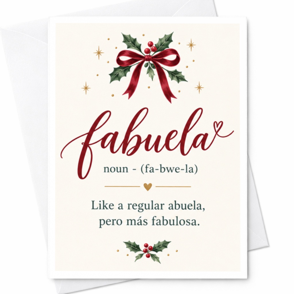 Fabuela Noun - (fa-Bwe-La) Like A Regular Abuela, Pero Más Fabulosa. Christmas Card For Grandma Cute Holiday Greeting Card C8191