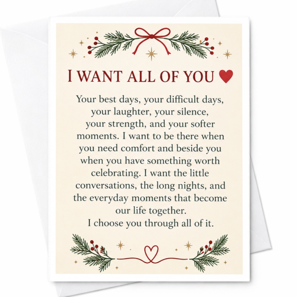 I Want All Of You Romantic Love Card Anniversary Card For Partner Sweet Sentimental Greeting Card For Him Her Couple C8197