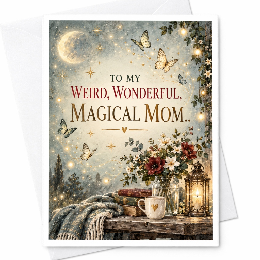To My Weird, Wonderful, Magical Mom.. Mother's Day Card For Mom Butterfly Floral Cute Greeting Card From Daughter Son C8228