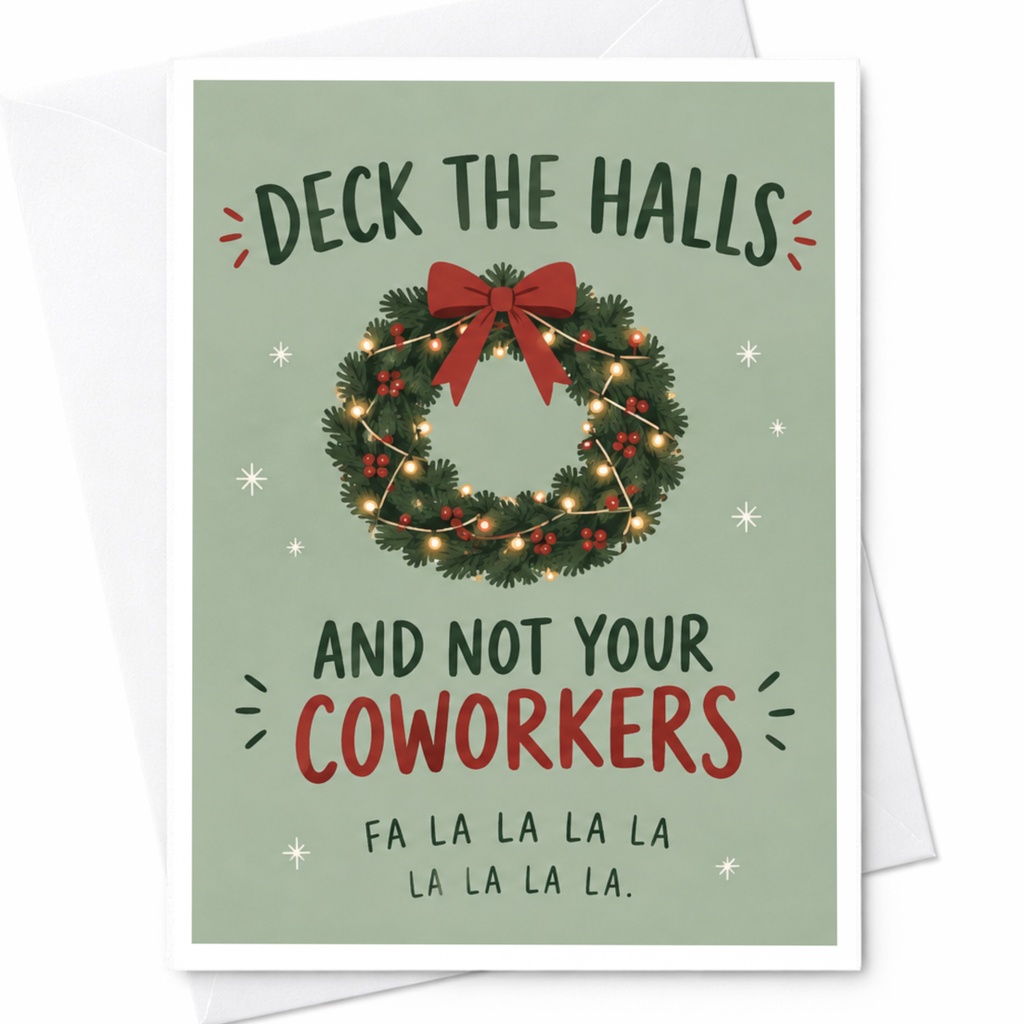Deck The Halls And Not Your Coworkers Christmas Card Funny Holiday Greeting Card For Coworker Office Wreath C8230
