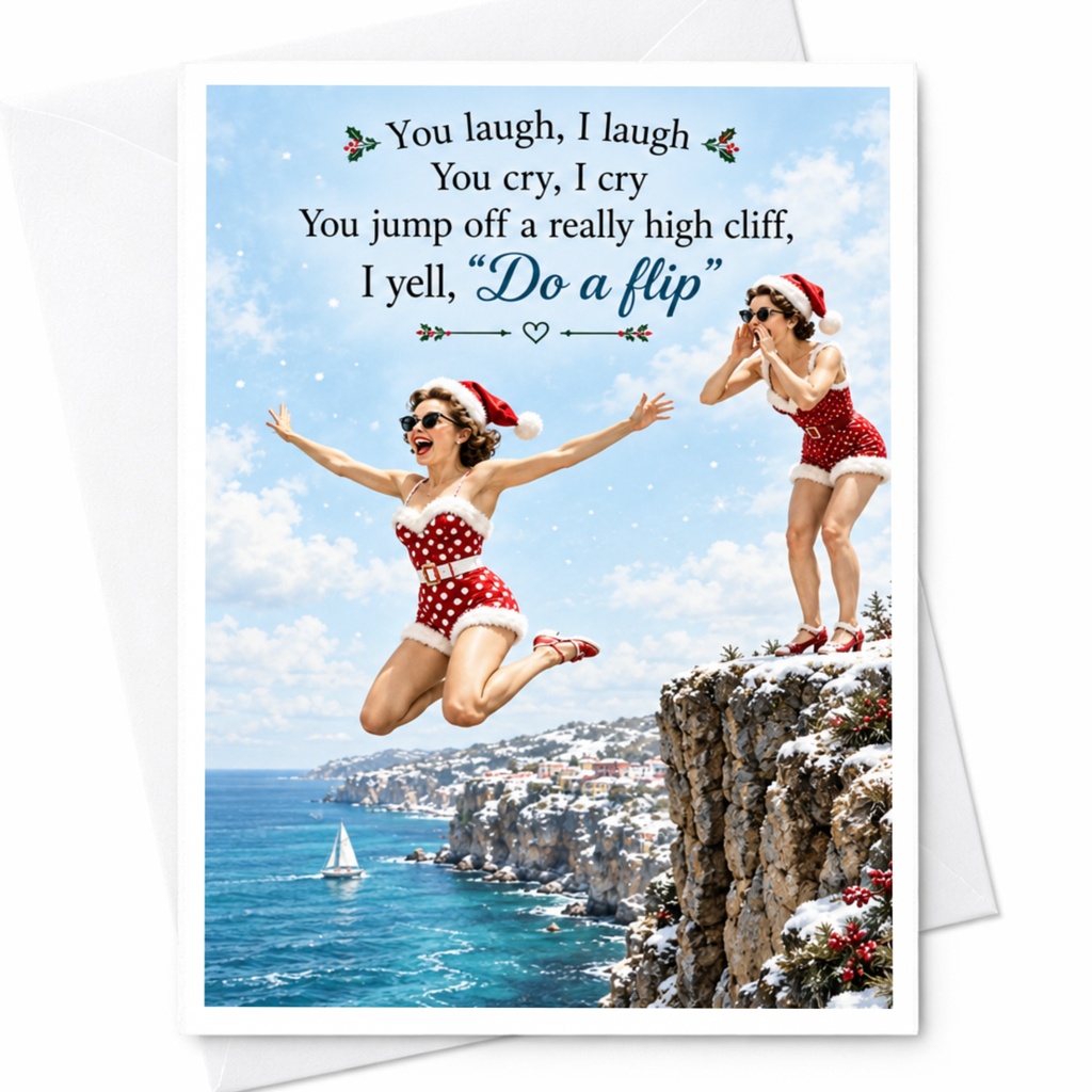 You Laugh I Laugh Funny Greeting Card Friendship Card Retro Style Women Christmas Holiday Card For Friend C8265