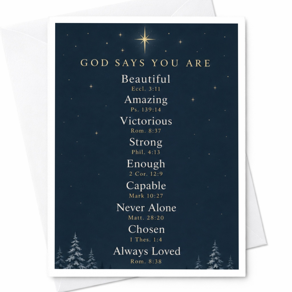 God Says You Are Beautiful Amazing Victorious Strong Encouragement Card Inspirational Christian Greeting Card For Friend C8278