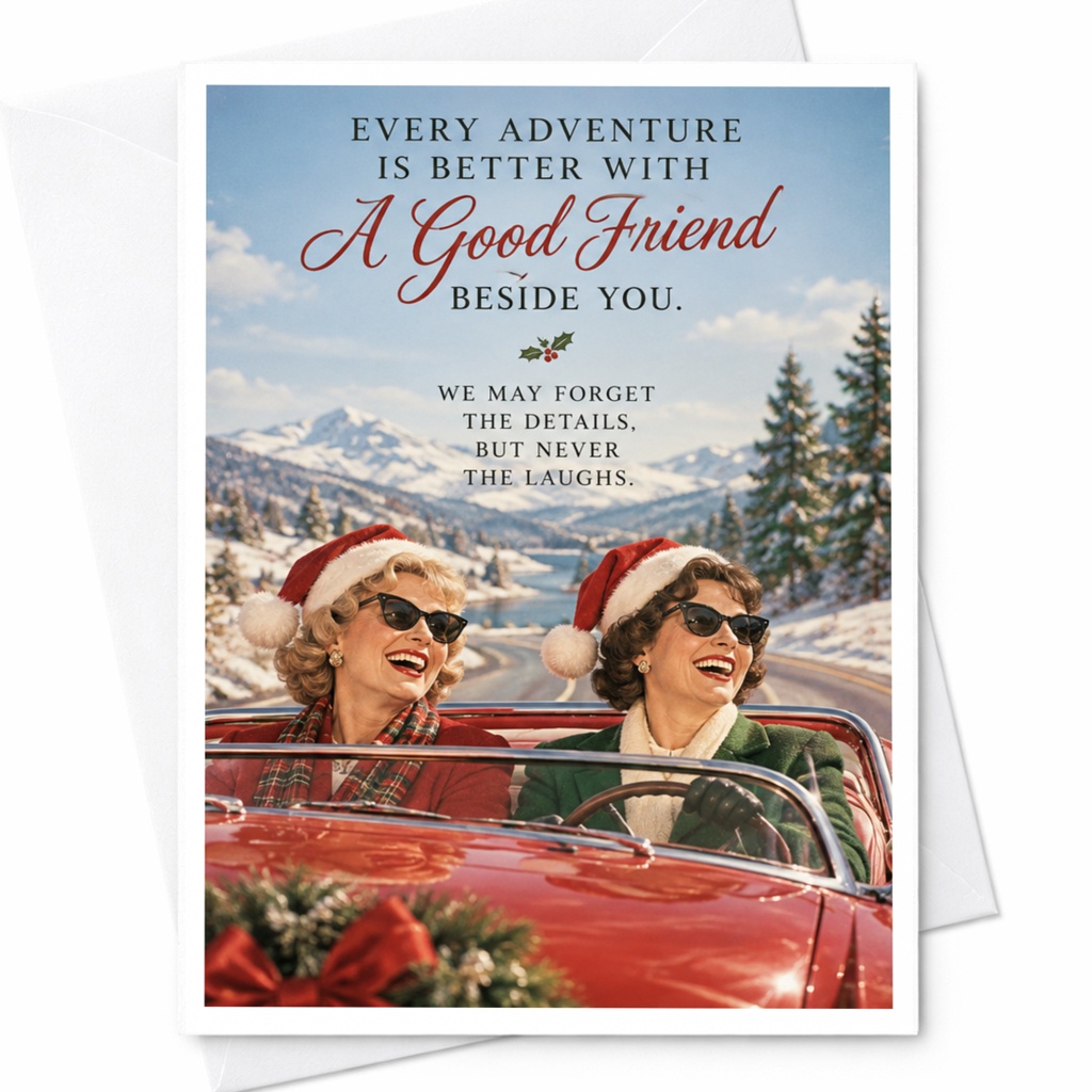 Every Adventure Is Better With A Good Friend Beside You Christmas Friendship Card Funny Holiday Greeting For Best Friend C8293