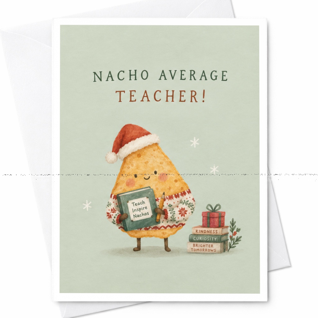 Nacho Average Teacher! Funny Christmas Teacher Appreciation Card Cute Holiday Greeting Card For Teacher From Student C8264