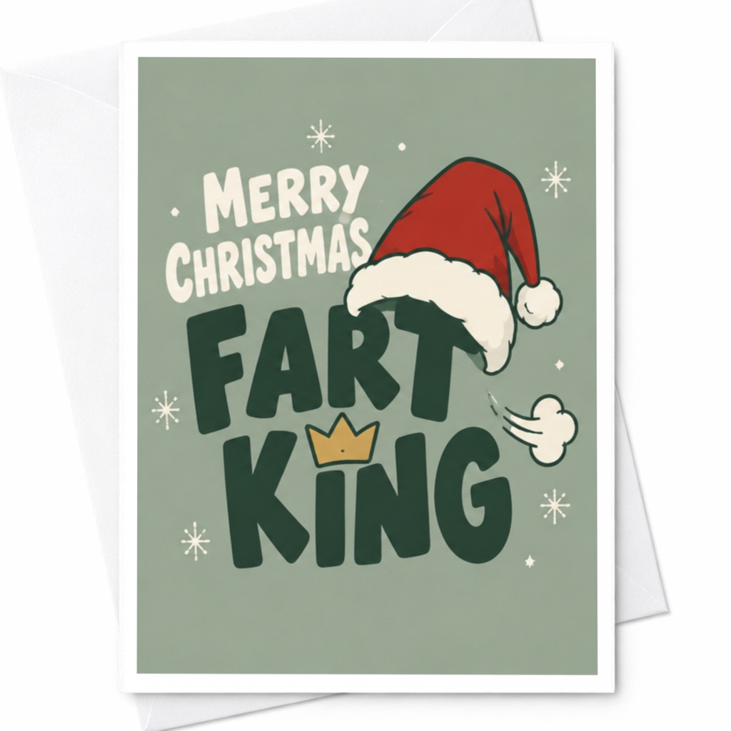 Merry Christmas Fart King Funny Christmas Card Santa Hat Holiday Greeting Card For Him Dad Husband Cute C8308