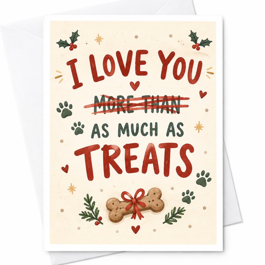 I Love You As Much As Treats Funny Love Card Dog Lover Greeting Card Cute Romantic Card For Him Her Animal Lover C8313