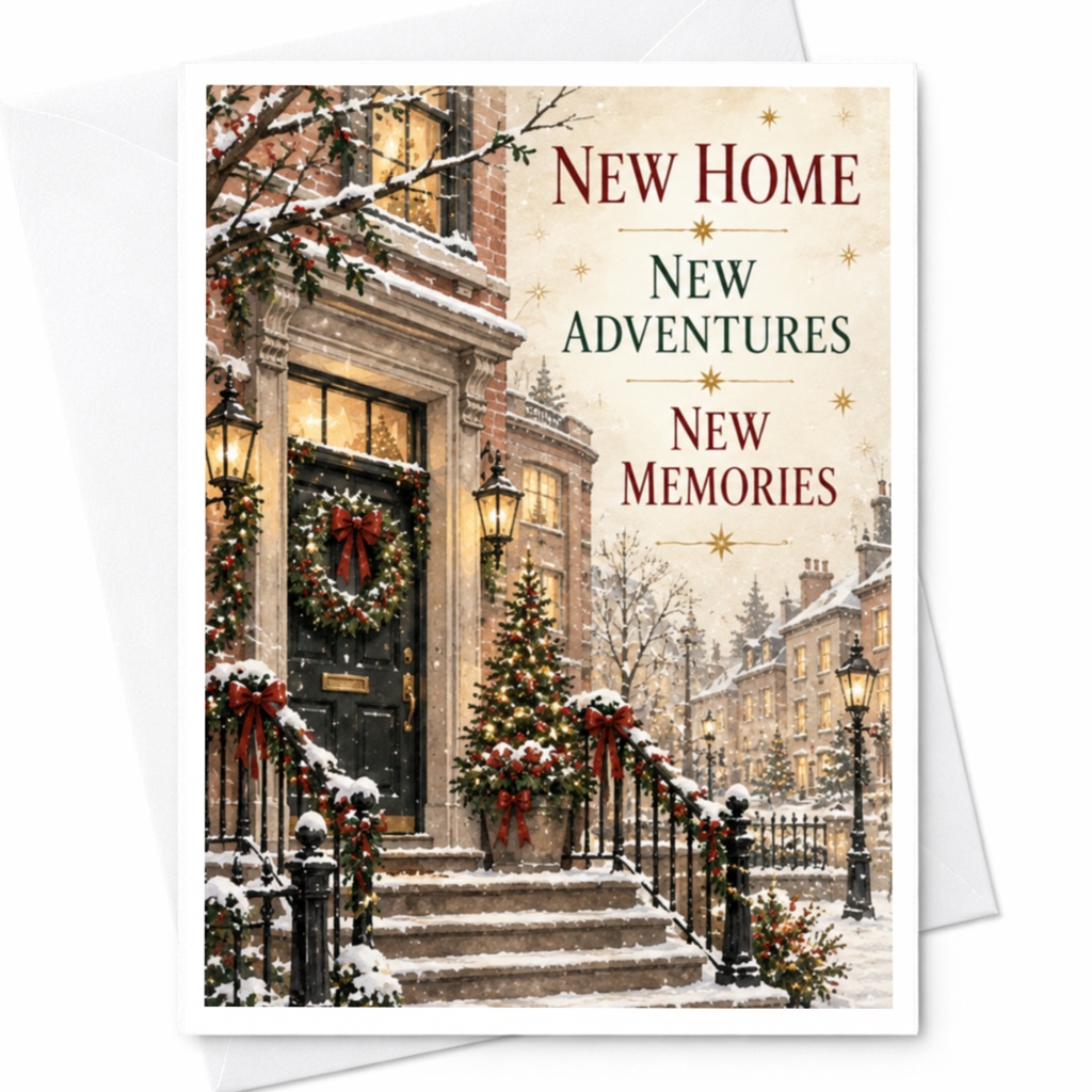New Home New Adventures New Memories Festive New Home Card Christmas Housewarming Greeting Card For New Homeowners C8279