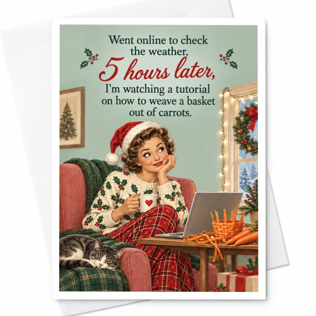 Went Online To Check The Weather 5 Hours Later Funny Christmas Card Holiday Festive Greeting Card For Friend C8282