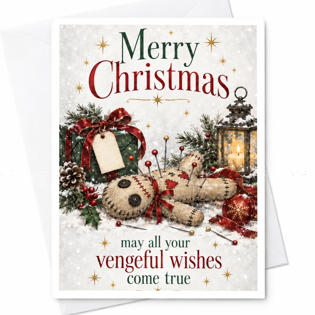 Merry Christmas May All Your Vengeful Wishes Come True Funny Christmas Card Unique Holiday Greeting Card For Friends C8338