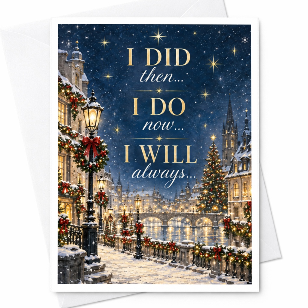I Did Then... I Do Now... I Will Always... Romantic Anniversary Card Winter Scene For Couple Love Card C8347