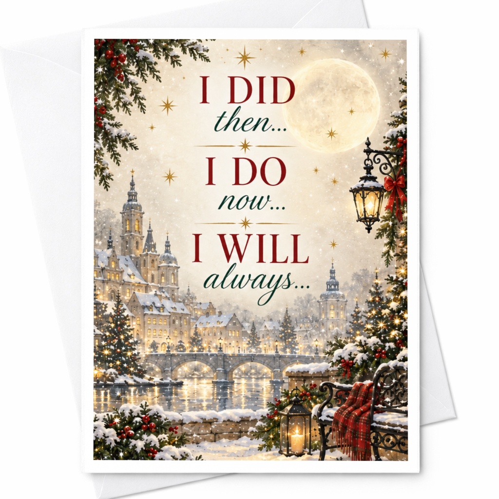 I Did Then... I Do Now... I Will Always... Romantic Anniversary Card Winter Scene For Couple Love Card C8348