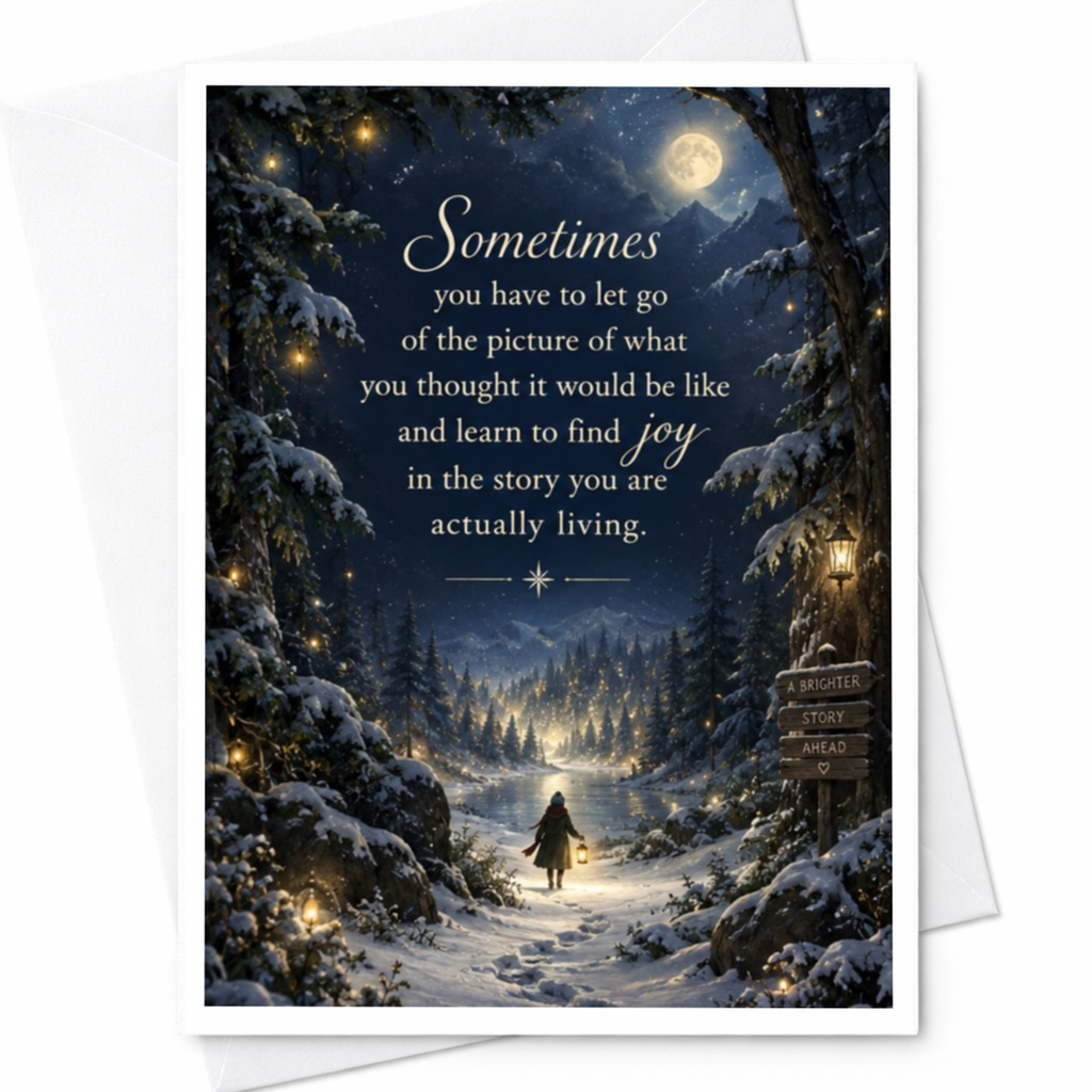 Sometimes You Have To Let Go Inspirational Greeting Card Winter Night Scene Encouragement Card Find Joy In Life Journey C8368