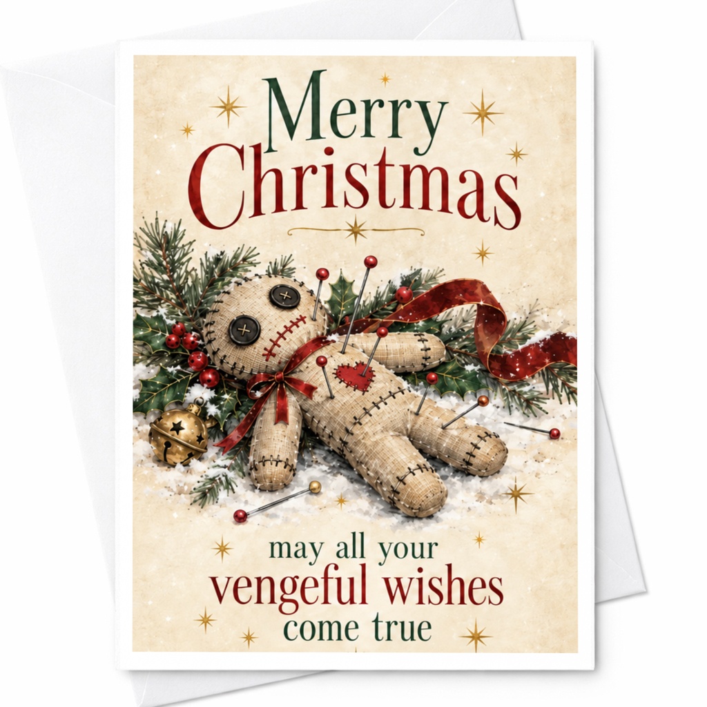 Merry Christmas May All Your Vengeful Wishes Come True Funny Christmas Card Unique Holiday Greeting Card For Friends C8337