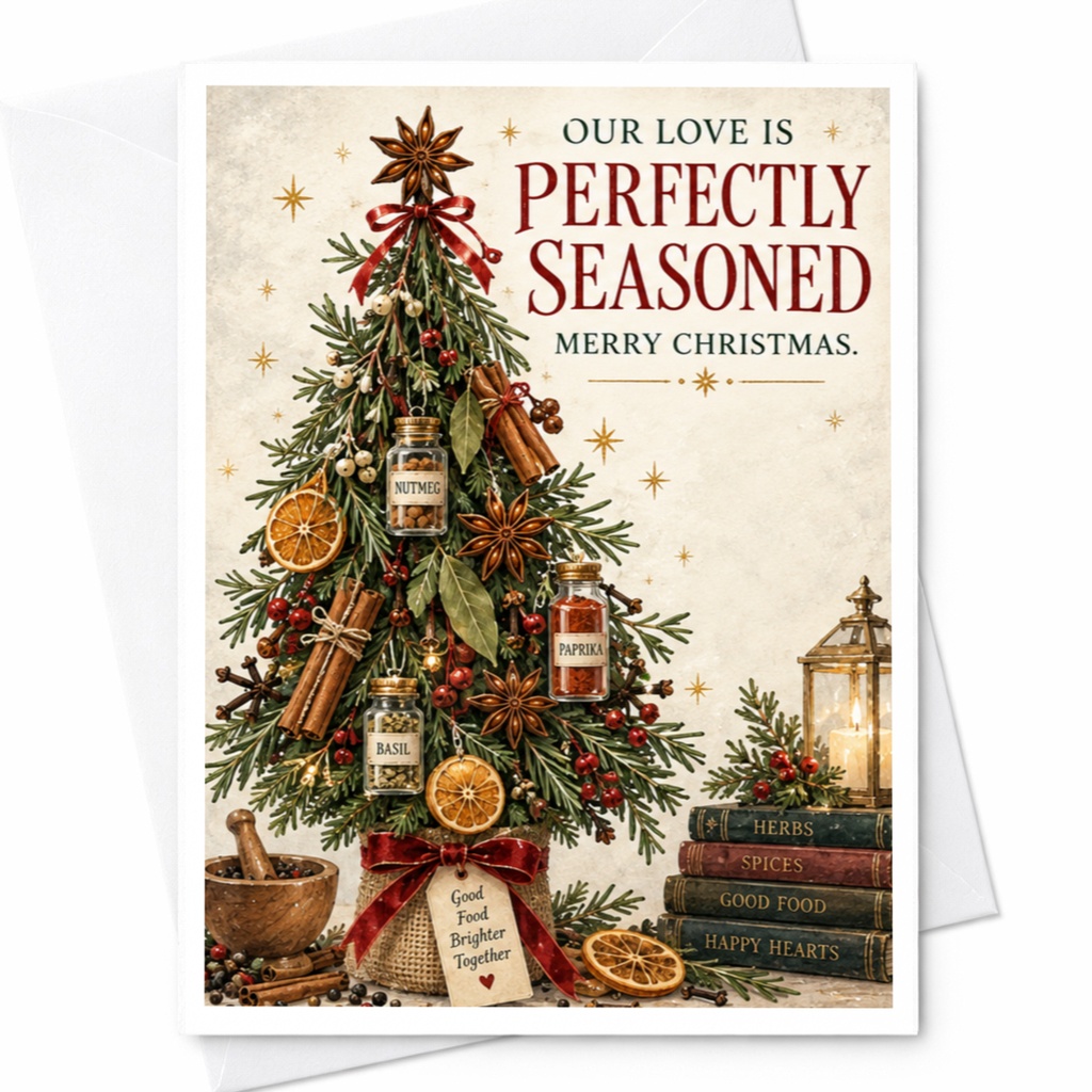 Our Love Is Perfectly Seasoned Merry Christmas Spice-Themed Christmas Card Romantic Holiday Card For Couple Festive Greeting C8340