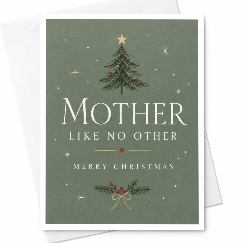 Mother Like No Other Merry Christmas Card For Mom Holiday Greeting Card Festive Christmas Tree Mother’s Day Card C8408