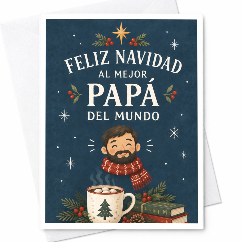 Feliz Navidad Al Mejor Papá Del Mundo Christmas Card For Dad Holiday Greeting Card Festive Father Gift Cute Winter C8390
