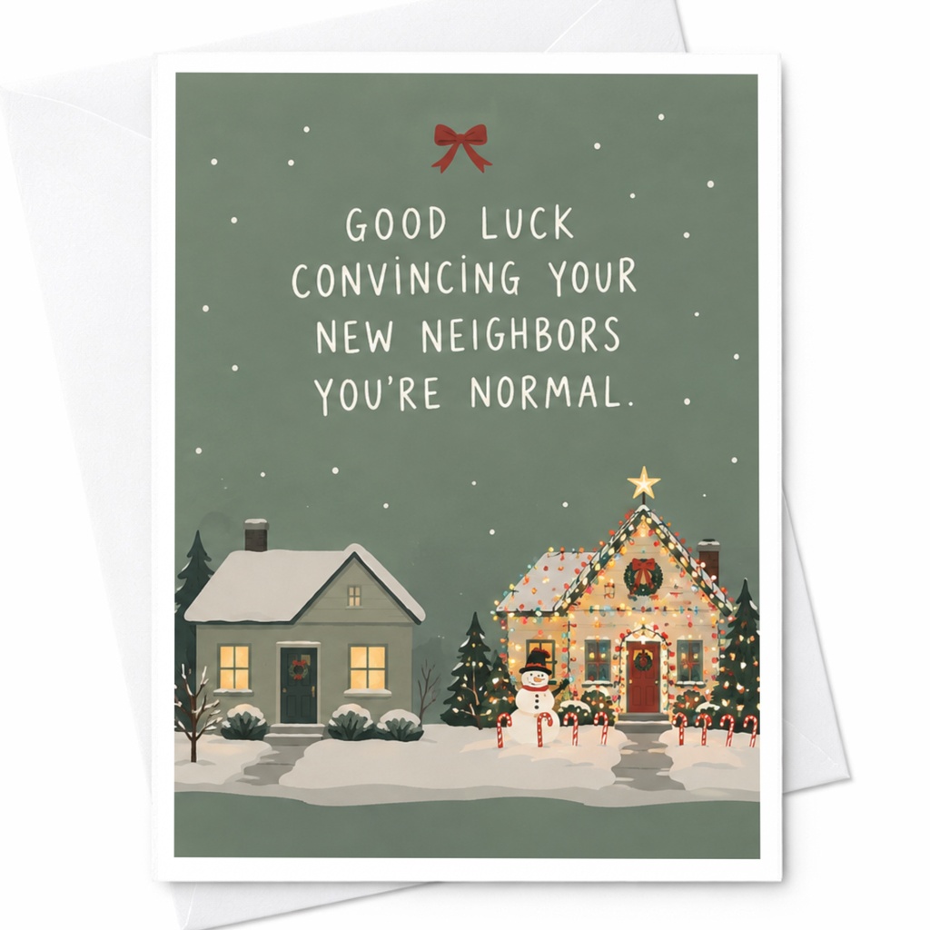 Good Luck Convincing Your New Neighbors You're Normal Funny Christmas Card Holiday New Home Greeting Card For Friends C8412