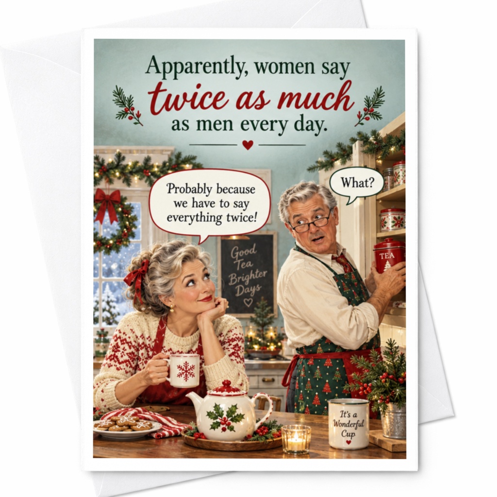 Apparently, Women Say Twice As Much Funny Everyday Card Greeting Card For Couple Christmas Cute Festive C8444