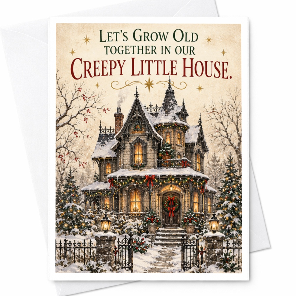 Let's Grow Old Together In Our Creepy Little House Anniversary Card Romantic Love Card For Couple Cute Holiday House C8467