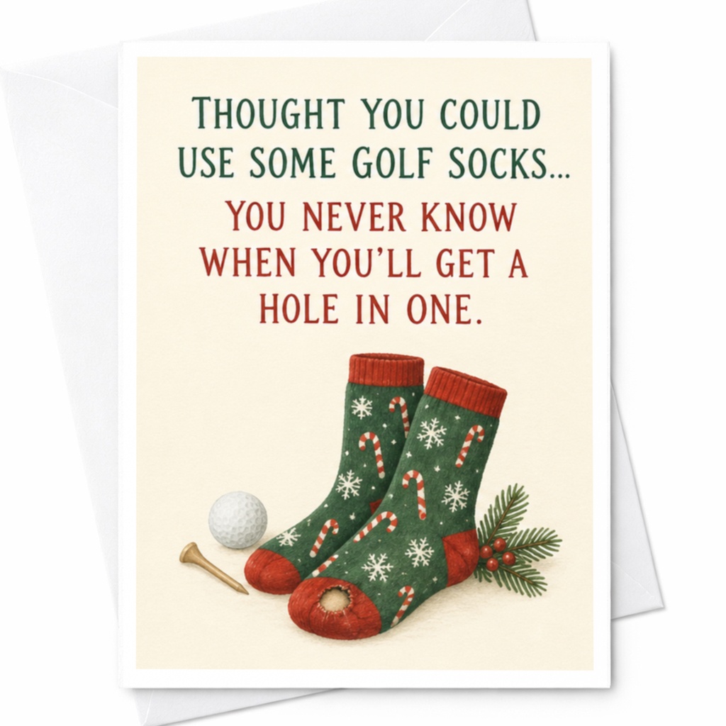 Thought You Could Use Some Golf Socks Christmas Card Funny Holiday Greeting For Golfer Xmas Card With Golf Socks C8471