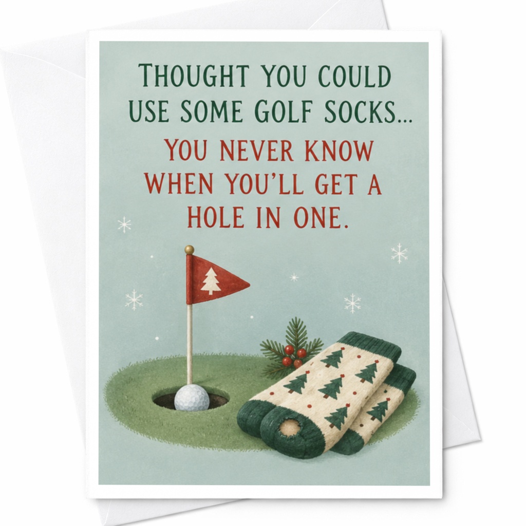 Thought You Could Use Some Golf Socks Christmas Card Funny Holiday Greeting For Golfer Xmas Card Golf Lover C8472
