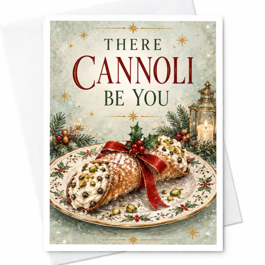There Cannoli Be You Funny Christmas Card Cute Holiday Greeting Card For Food Lover Festive Cannoli C8482