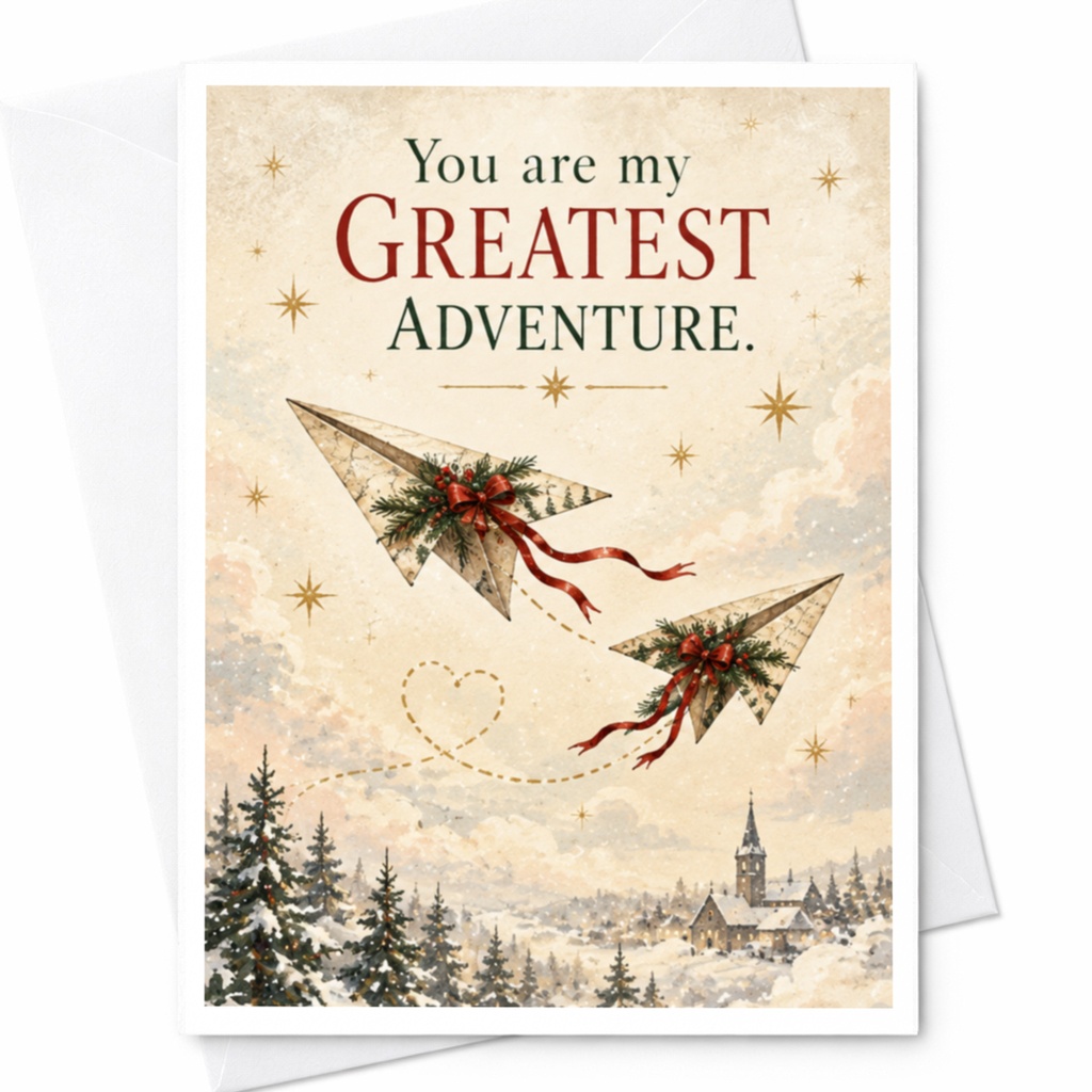 You Are My Greatest Adventure Romantic Greeting Card Festive Paper Airplanes Love Card For Partner Cute Christmas Card C8429